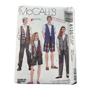 90s McCalls 6120 Sewing Pattern Size XL Misses Mens Or Teen Boys Vintage UNCUT